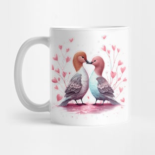 Valentine Kissing Northern Pintail Bird Couple Mug